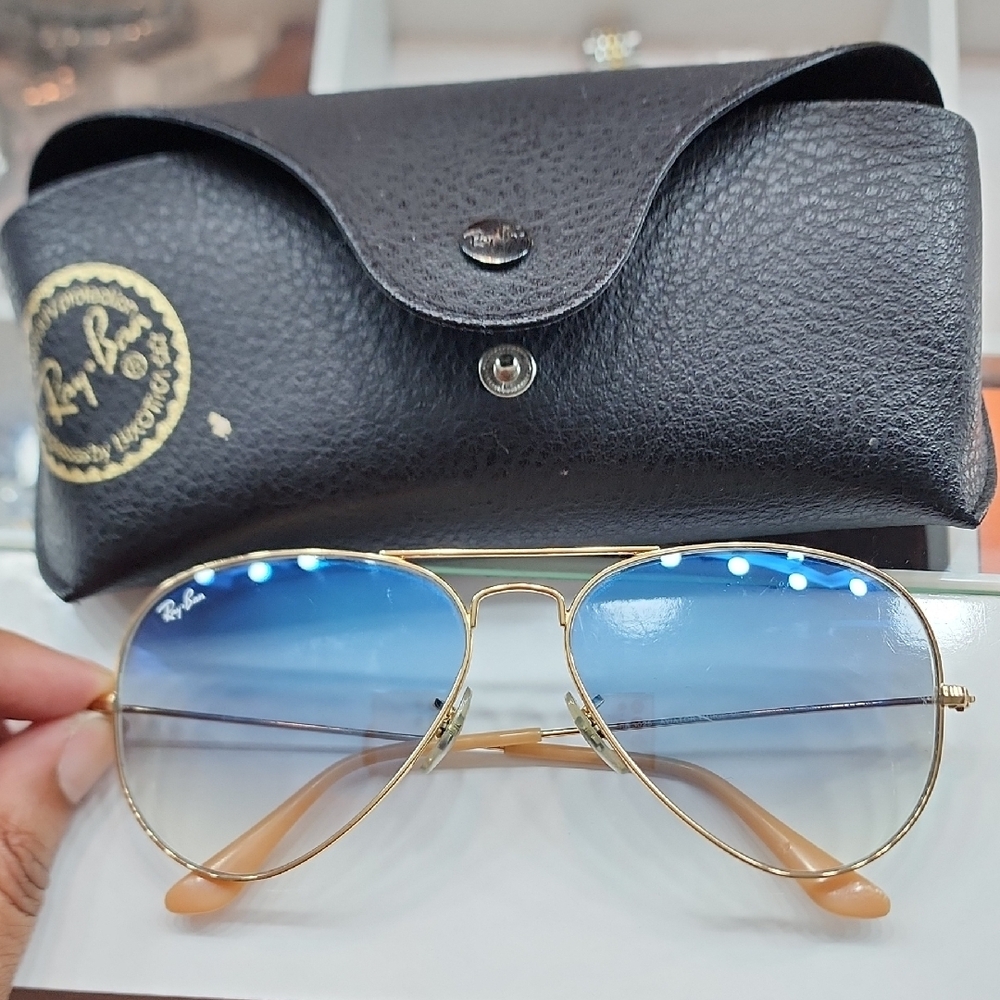 Ray-Ban Blue and Gold Aviator Sunglasses